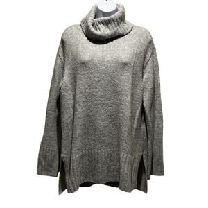 Style & Co Women's Turtleneck Sweater Size Medium Oversized Gray Knit